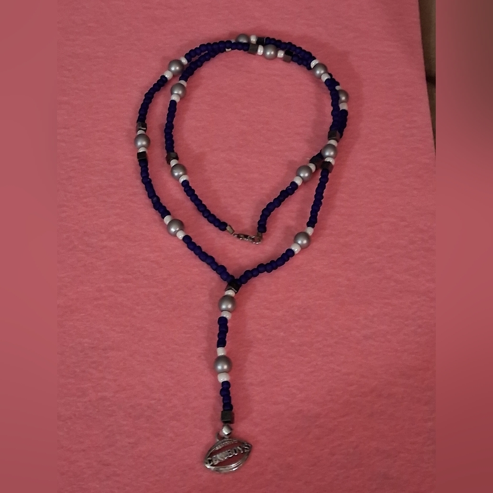 Elegant Blue and Silver Beaded Necklace
